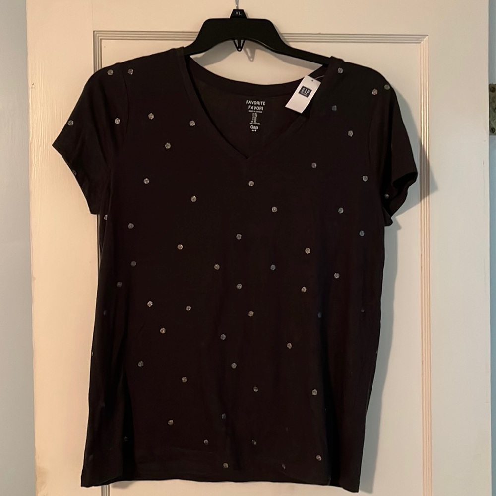 Gap Charcoal Grey Sparkle Dot Favorite Tee